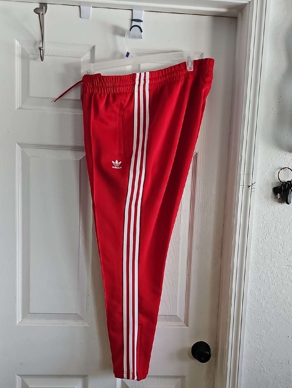 adidas Red Joggers with White 3-Stripes